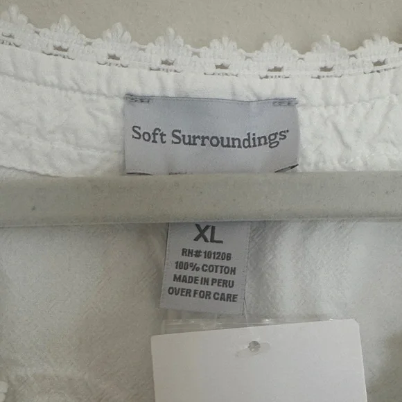 Soft Surroundings 100% Cotton Lace Trim Button-Up Top NEW with tags XL - Picture 3 of 5